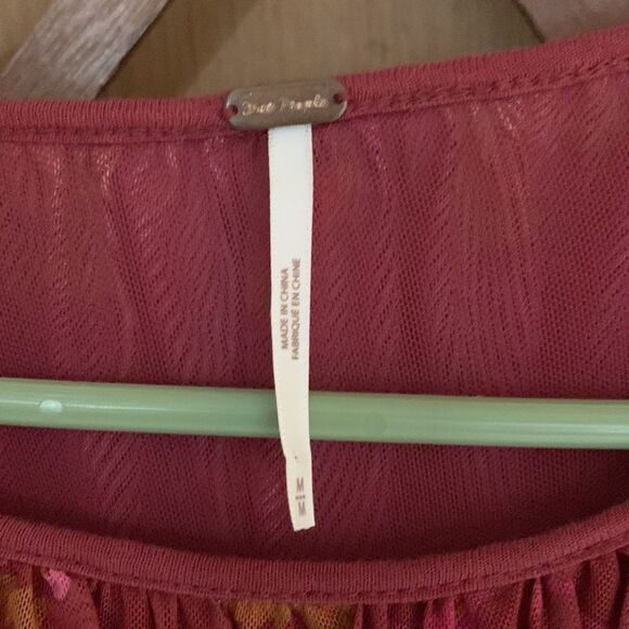 Free People Wildflower Honey maroon ruffled long sleeve blouse - Picture 3 of 9